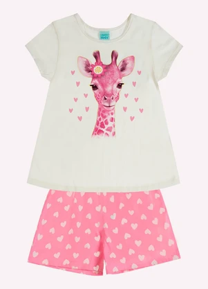 Kyly - Pijama Infantil Menina Girafa Off White - KYLY