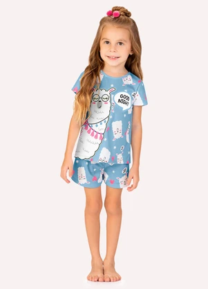 Kyly - Pijama Infantil Menina Lhama Azul - KYLY