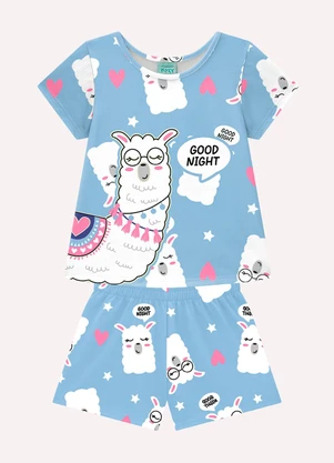 Kyly - Pijama Infantil Menina Lhama Azul - KYLY