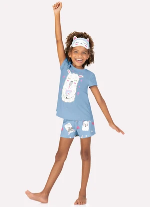 Kyly - Pijama Infantil Menina Lhama Azul - KYLY