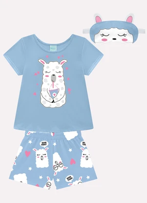 Kyly - Pijama Infantil Menina Lhama Azul - KYLY