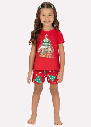 Kyly - Pijama Infantil Menina Natal Vermelho - KYLY