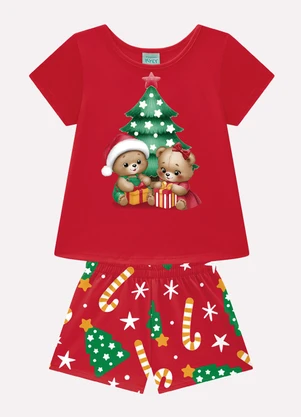 Kyly - Pijama Infantil Menina Natal Vermelho - KYLY