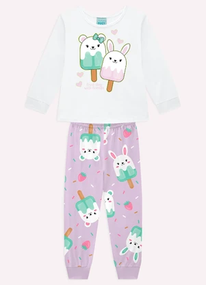 Kyly - Pijama Infantil Menina Picolés Branco - KYLY