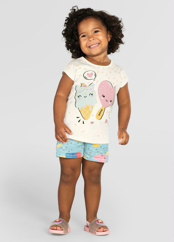 Brandili - Pijama Infantil Menina Sorvete Natural