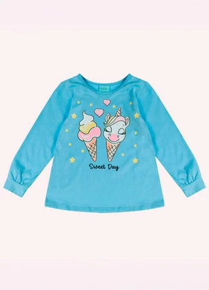 Kyly - Pijama Infantil Menina Unicórnio Azul - KYLY
