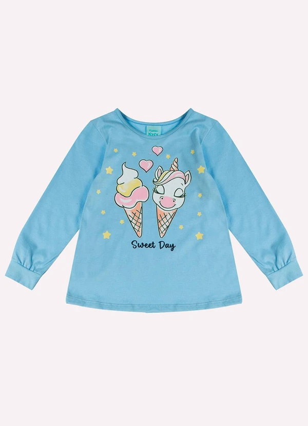 Kyly - Pijama Infantil Menina Unicórnio Azul