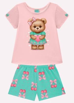 Kyly - Pijama Infantil Menina Ursinho Rosa - KYLY