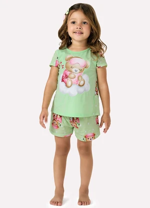 Kyly - Pijama Infantil Menina Ursinho Verde - KYLY