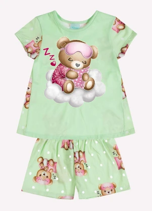 Kyly - Pijama Infantil Menina Ursinho Verde - KYLY