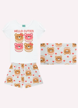 Kyly - Pijama Infantil Menina Ursinhos Branco - KYLY
