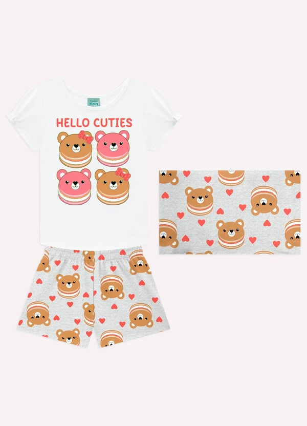 Kyly - Pijama Infantil Menina Ursinhos Branco