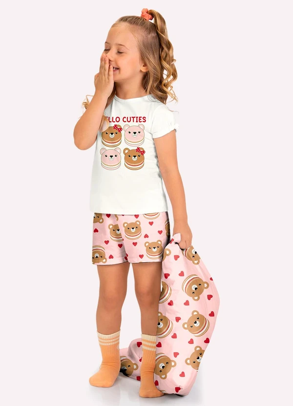 Kyly - Pijama Infantil Menina Ursinhos Branco