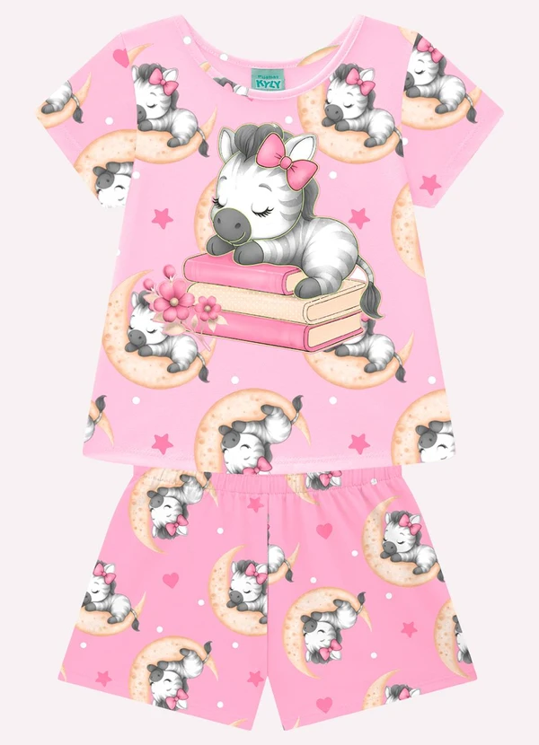 Kyly - Pijama Infantil Menina Zebra Rosa