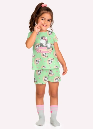 Kyly - Pijama Infantil Menina Zebra Verde - KYLY