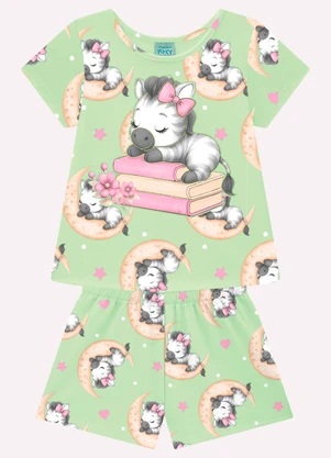 Kyly - Pijama Infantil Menina Zebra Verde - KYLY
