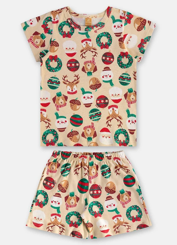 Up Baby - Pijama Infantil Natalino Suedine Bege 2