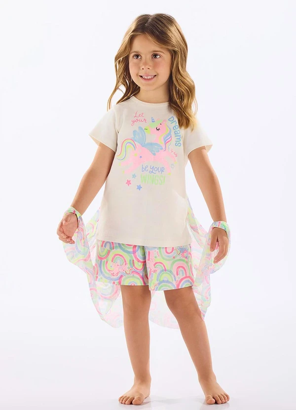 Up Baby - Pijama Infantil Suedine com Asas Bege
