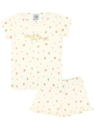 Pulla Bulla - Pijama Meia Malha Bege - PULLA BULLA