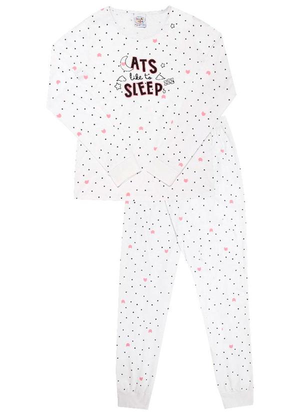 Pulla Bulla - Pijama Meia Malha Feminina Branco