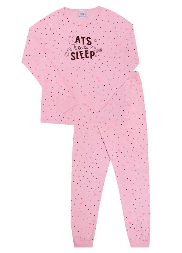 Pulla Bulla - Pijama Meia Malha Feminina Rosa