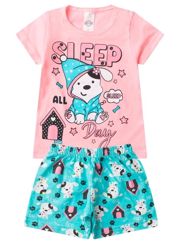 Rovitex - Pijama Menina Brilha no Escuro Kappes Rosa 1