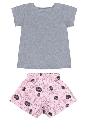Guloseima - Pijama Menina com Blusa e Shorts Cinza - GULOSEIMA