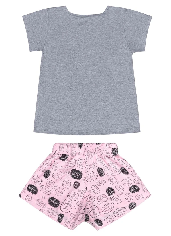 Guloseima - Pijama Menina com Blusa e Shorts Cinza 2