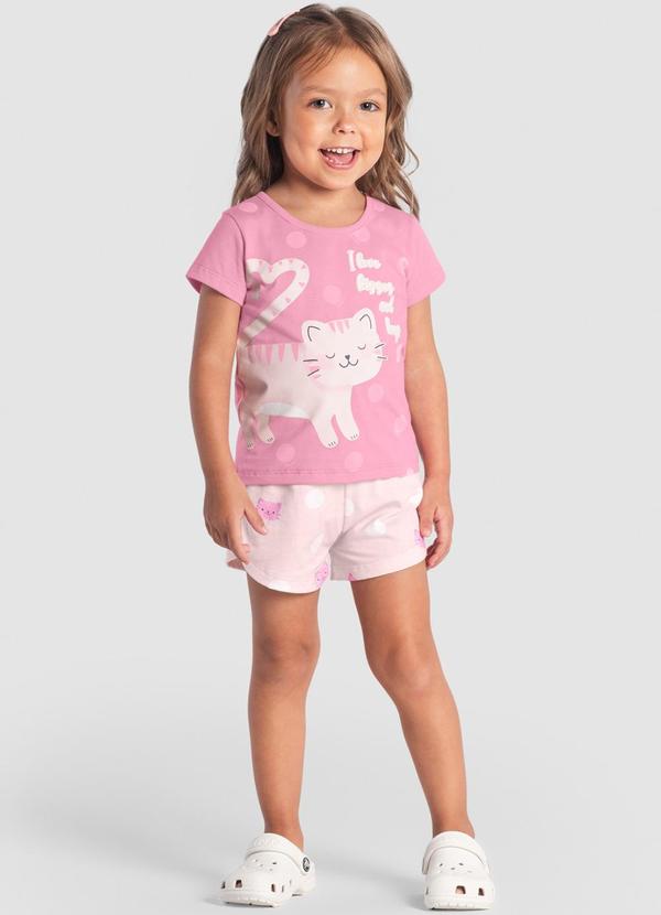 Brandili - Pijama Menina que Brilha no Escuro Rosa