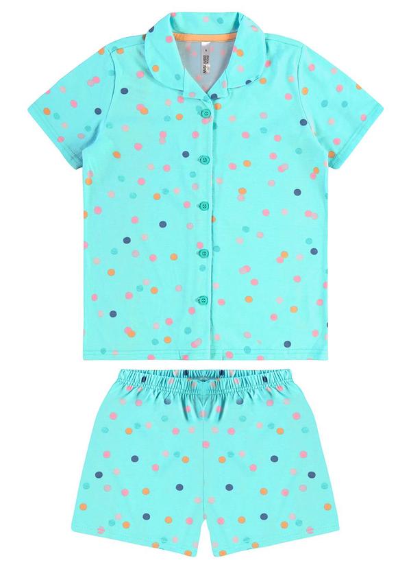 Malwee Kids - Pijama Poá que Brilha no Escuro Azul Turquesa 2