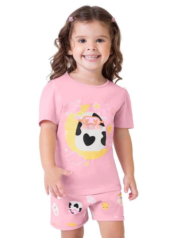 Malwee Kids - Pijama Rosa Claro Vaquinha Menina