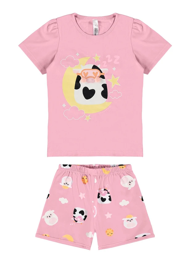 Malwee Kids - Pijama Rosa Claro Vaquinha Menina 3