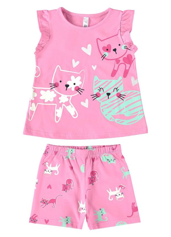 Malwee Kids - Pijama Rosa Gatinhas Brilha no Escuro Menina 3