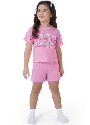 Malwee Kids - Pijama Rosa Love Brilha no Escuro Menina - MALWEE KIDS