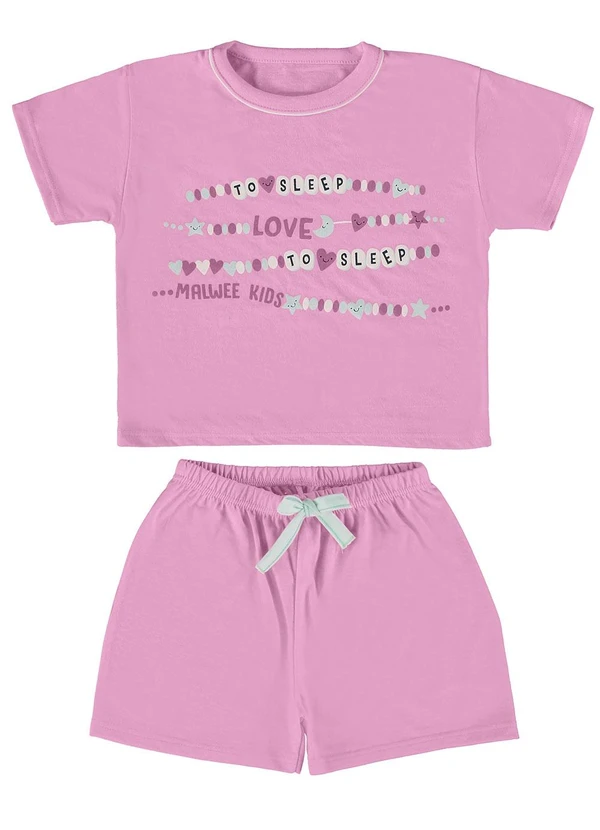 Malwee Kids - Pijama Rosa Love Brilha no Escuro Menina 2