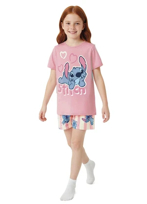 Malwee Kids - Pijama Stitch Stripes Disney® Rosa Claro - MALWEE KIDS