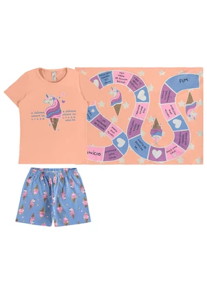 Malwee Kids - Pijama Unicórnio e Fronha Laranja Claro - MALWEE KIDS