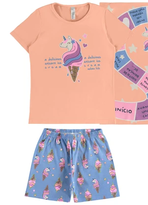 Malwee Kids - Pijama Unicórnio e Fronha Laranja Claro - MALWEE KIDS