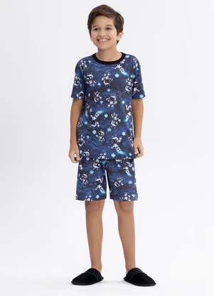 Alakazoo - Pijama Unissex com Bermuda e Camiseta Azul - ALAKAZOO