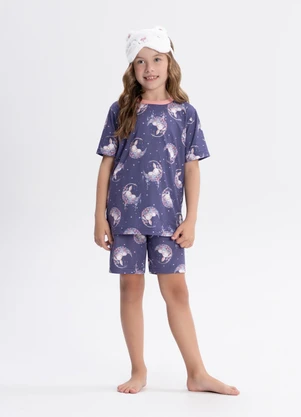 Alakazoo - Pijama Unissex com Bermuda e Camiseta Roxo - ALAKAZOO