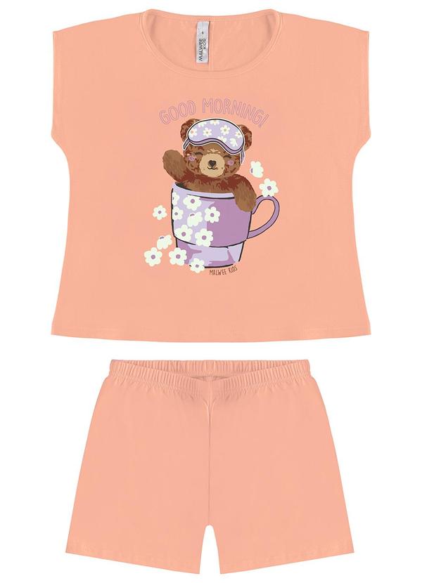 Malwee Kids - Pijama Ursinho que Brilha no Escuro Laranja Claro
