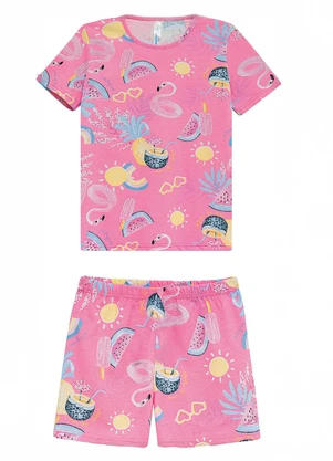 Malwee Kids - Pijama Verão Tropical Rosa - MALWEE KIDS
