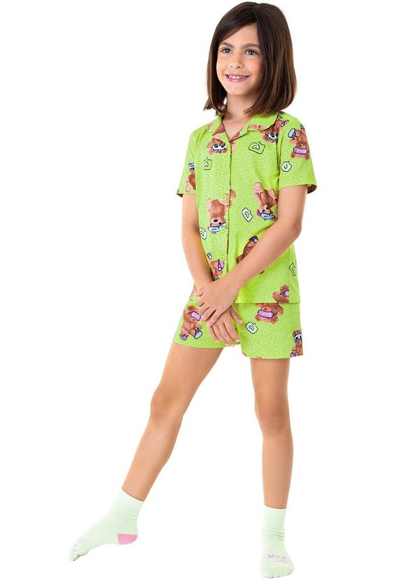 Malwee Kids - Pijama Verde Ursinhos Brilha no Escuro Menina