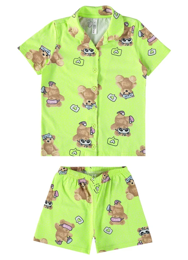 Malwee Kids - Pijama Verde Ursinhos Brilha no Escuro Menina 2