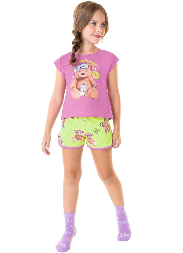 Malwee Kids - Pijama Violeta Ursinho Brilha no Escuro Menina