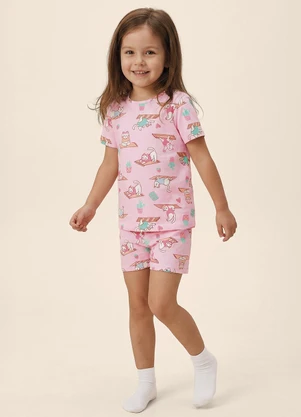 Malwee Kids - Pijama Yoga Cat Brilha no Escuro Rosa Claro - MALWEE KIDS