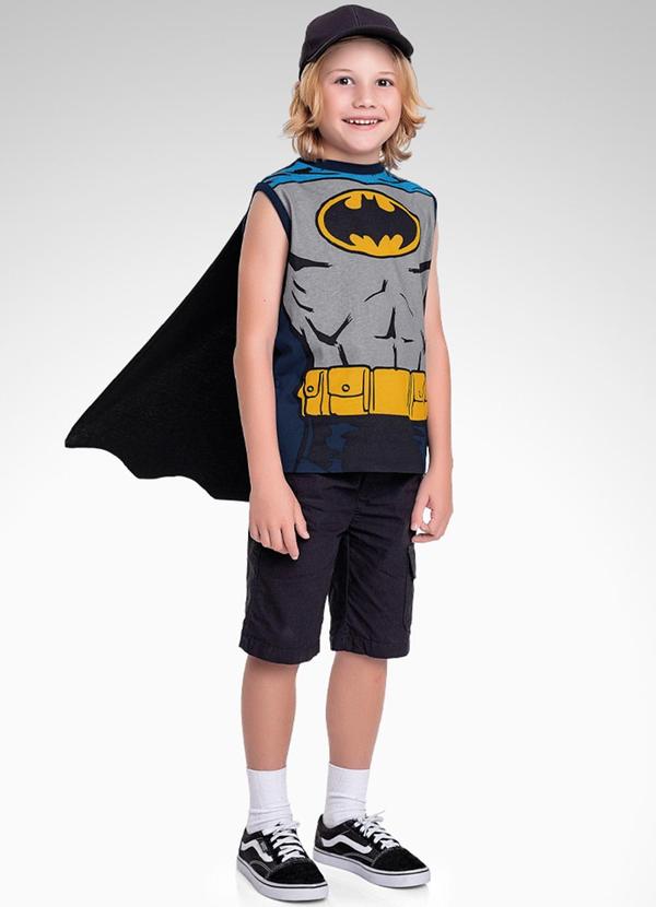 Batman - Regata C/Capa Jeans Azul
