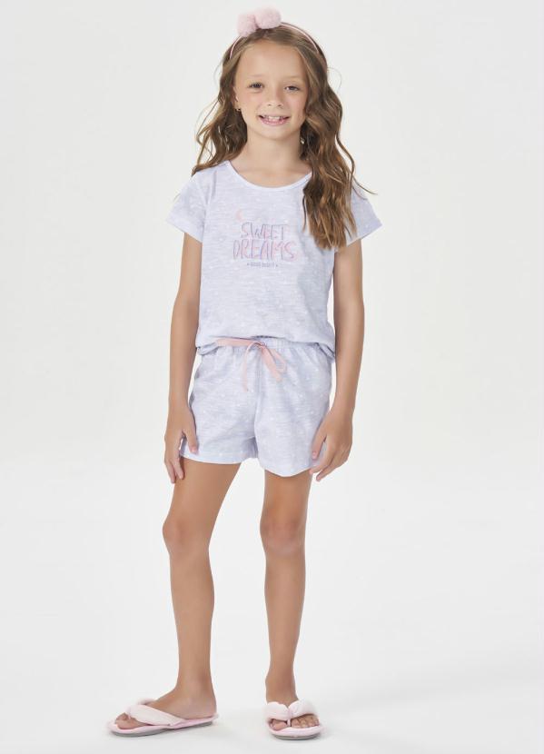Espaço Pijama - Short Doll Manga Curta Infantil Roxo
