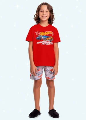 Fakini Kids - Cj.Pijama Camis./Bermuda Hotwheels Laranja - FAKINI KIDS