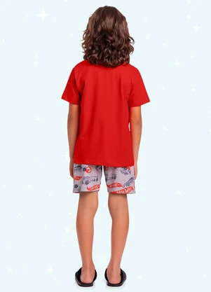 Fakini Kids - Cj.Pijama Camis./Bermuda Hotwheels Laranja - FAKINI KIDS